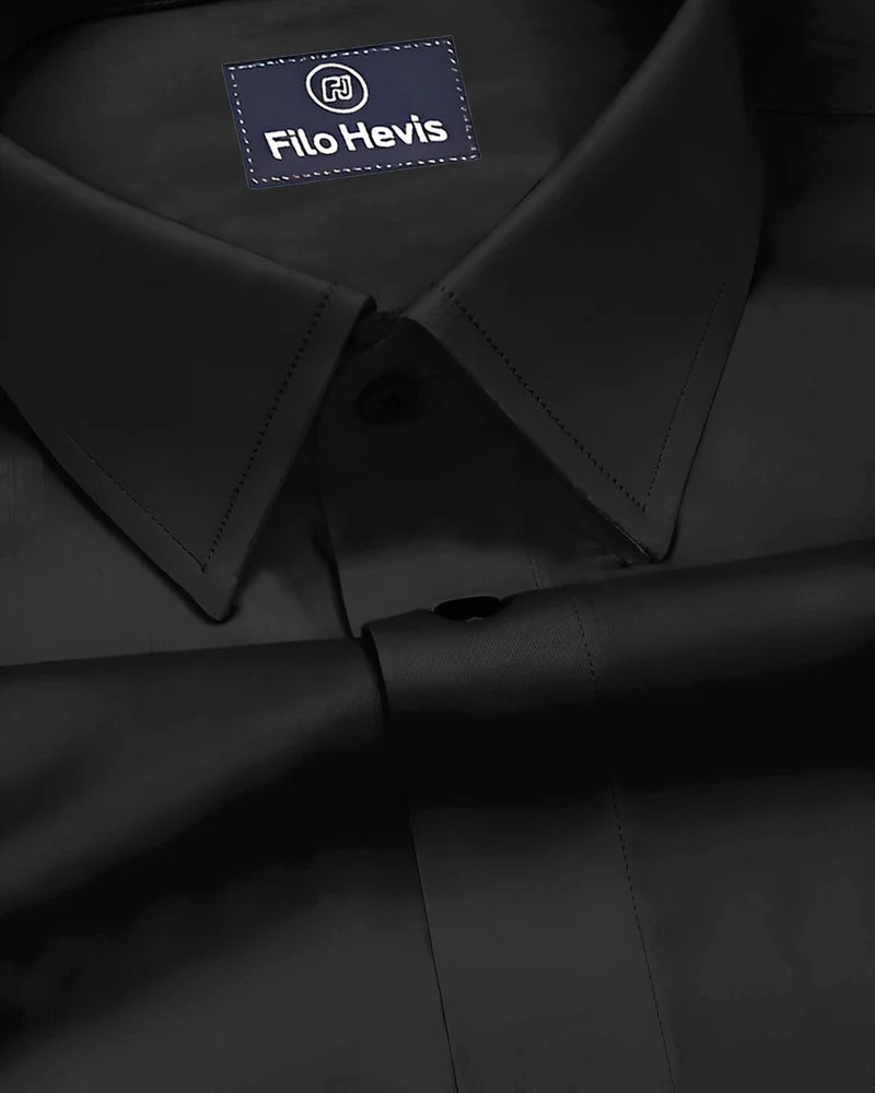 PLUS SIZE FORMAL SHIRTS IN COTTON FOR MEN (Single Pocket)- Black