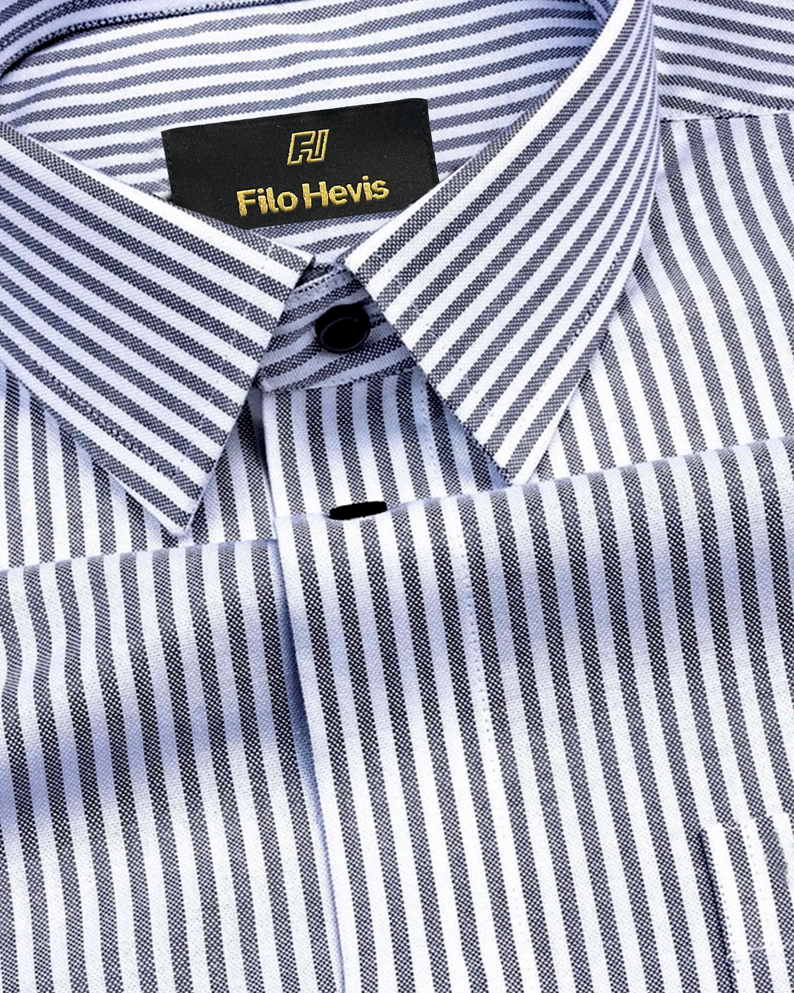 Men's Cotton Stripe Shirt-Black, Regular Fit, All-Day Comfort