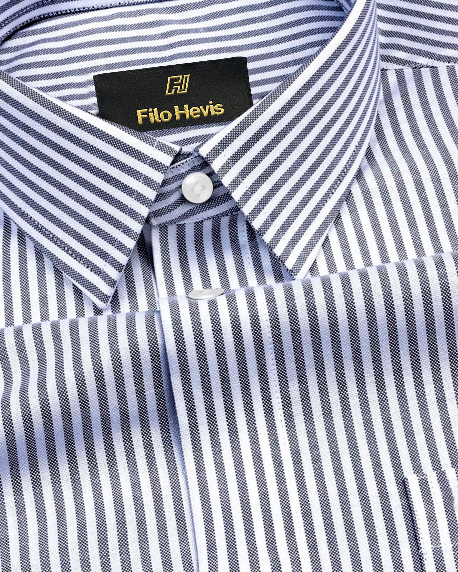 Men's Cotton Stripe Shirt-Black, Regular Fit, All-Day Comfort