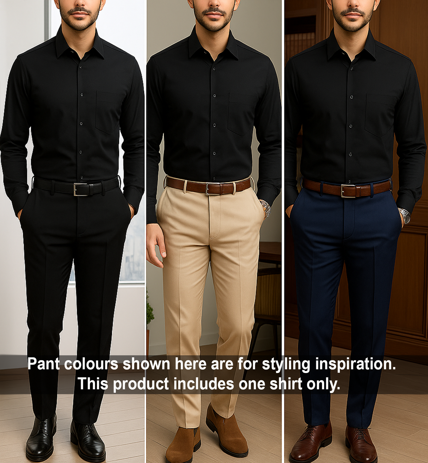 PLATINUM COTTON SATIN FORMAL SHIRT FOR MEN (Single Pocket)-Black