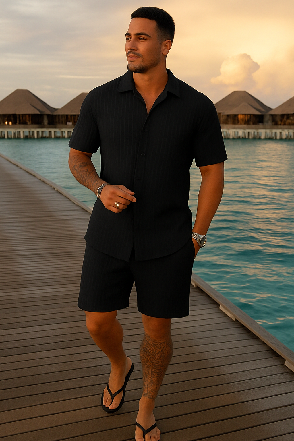 Black Co ord Set Mens