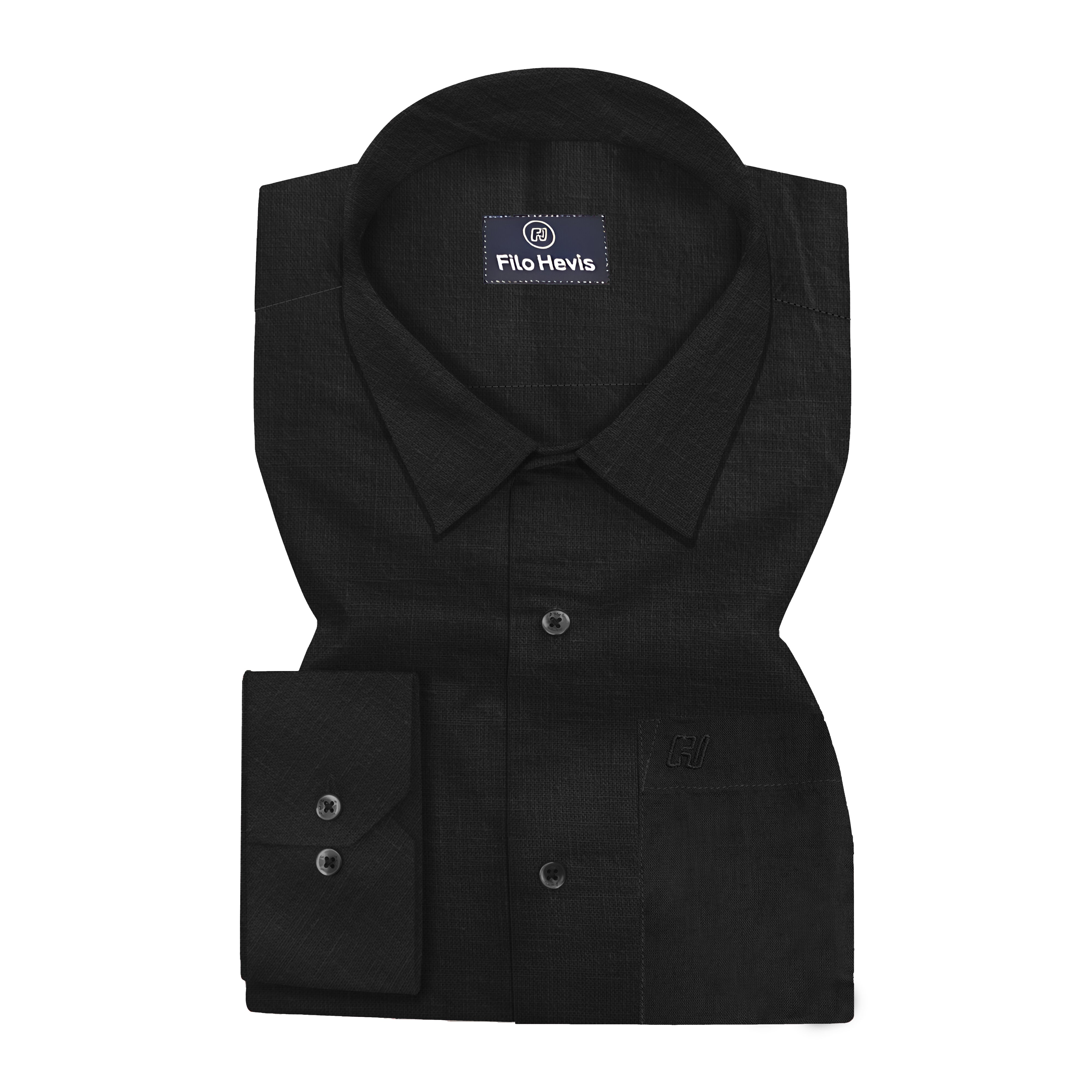 Men's Pure Linen Casual Shirt - Black