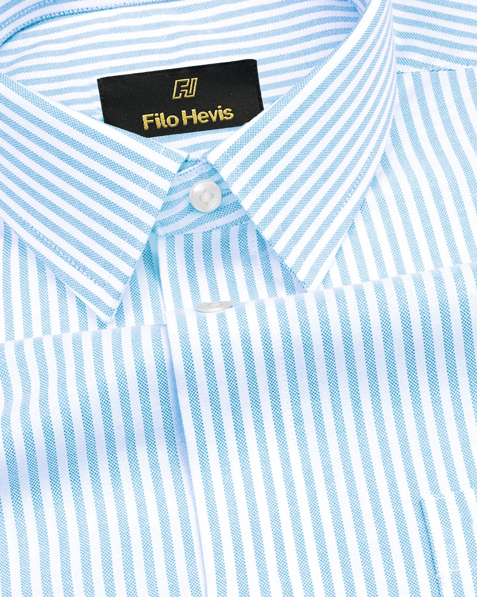 Men's Cotton Stripe Shirt-Sky Blue, Regular Fit, All-Day Comfort