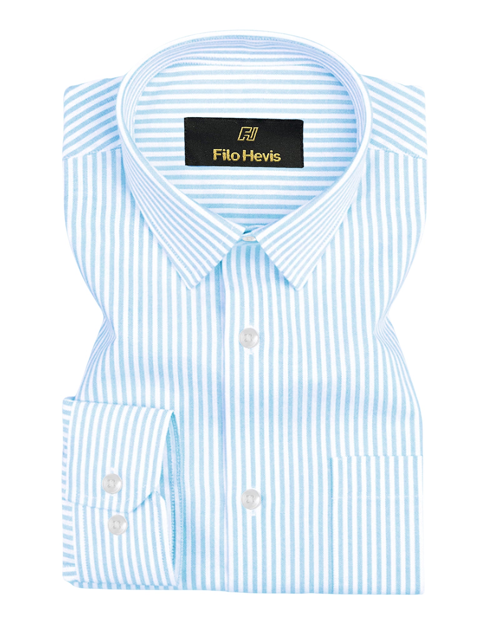 Men's Cotton Stripe Shirt-Sky Blue, Regular Fit, All-Day Comfort