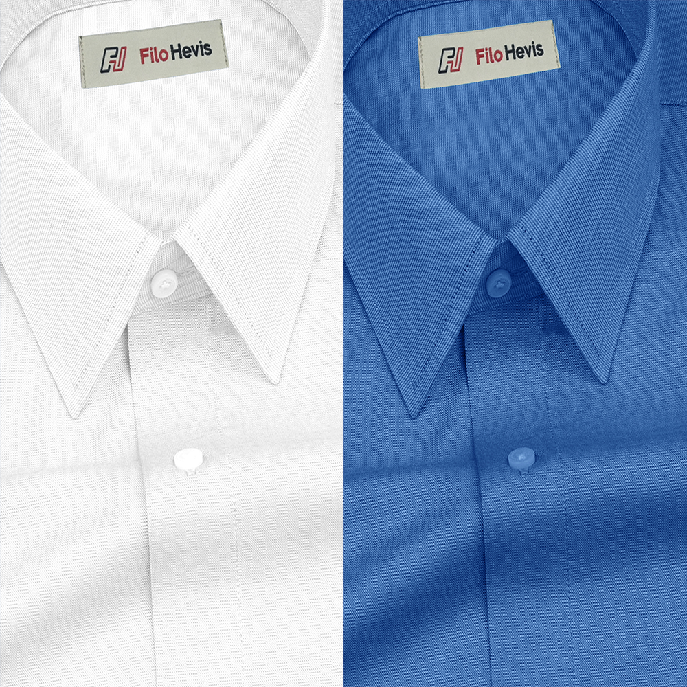 Combo of 2 Filafil Fabric Regular Fit Formal Shirts – White & Blue (Single Pocket)