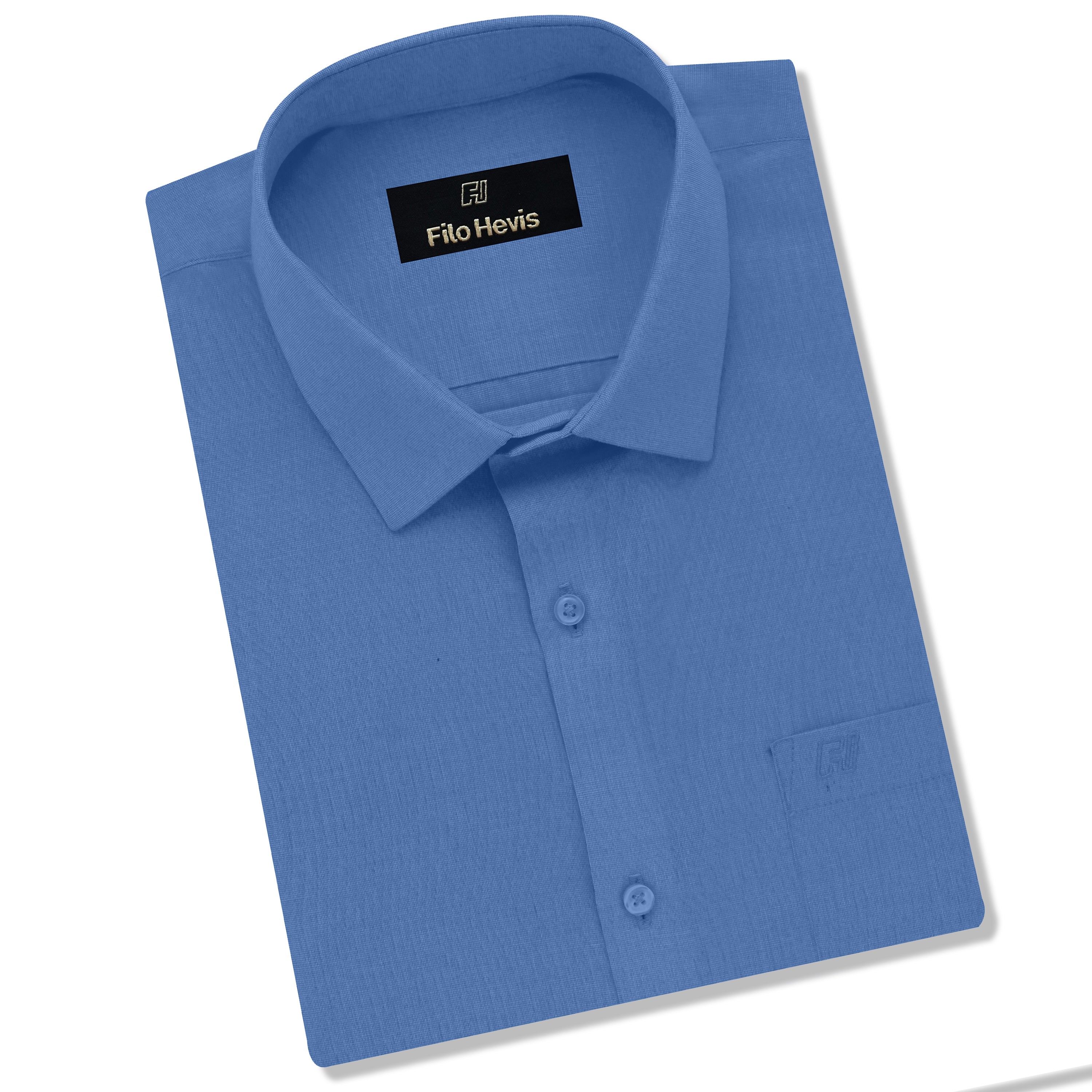 Filafil Fabric Regular Fit Single Pocket Formal Shirt Full Sleeve -Blue