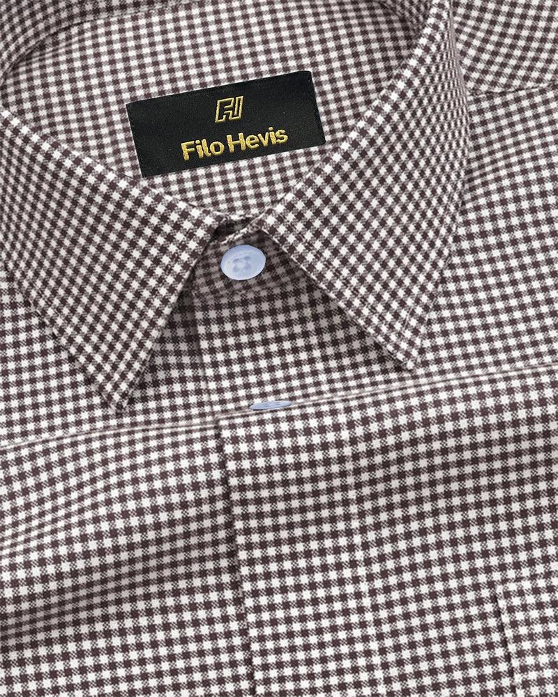 Oxford Cotton Check Shirt for Men |Slim fit | Brown