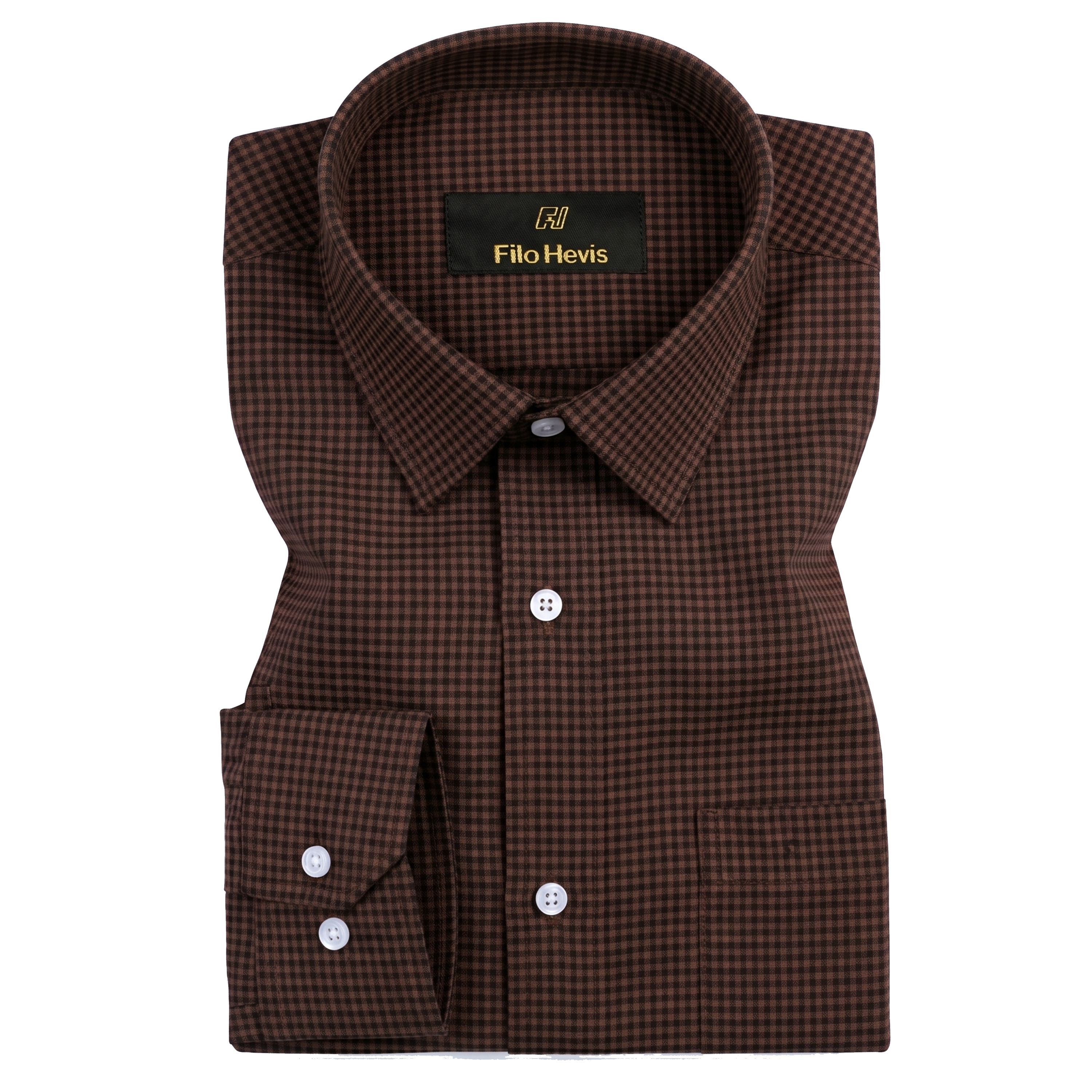 Men's Cotton Check Shirt-Amrican Brown, Regular Fit, All-Day Comfort
