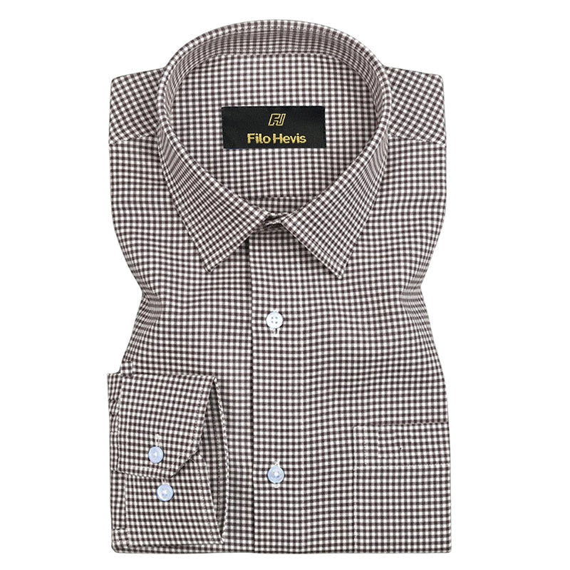 Oxford Cotton Check Shirt for Men |Slim fit | Brown