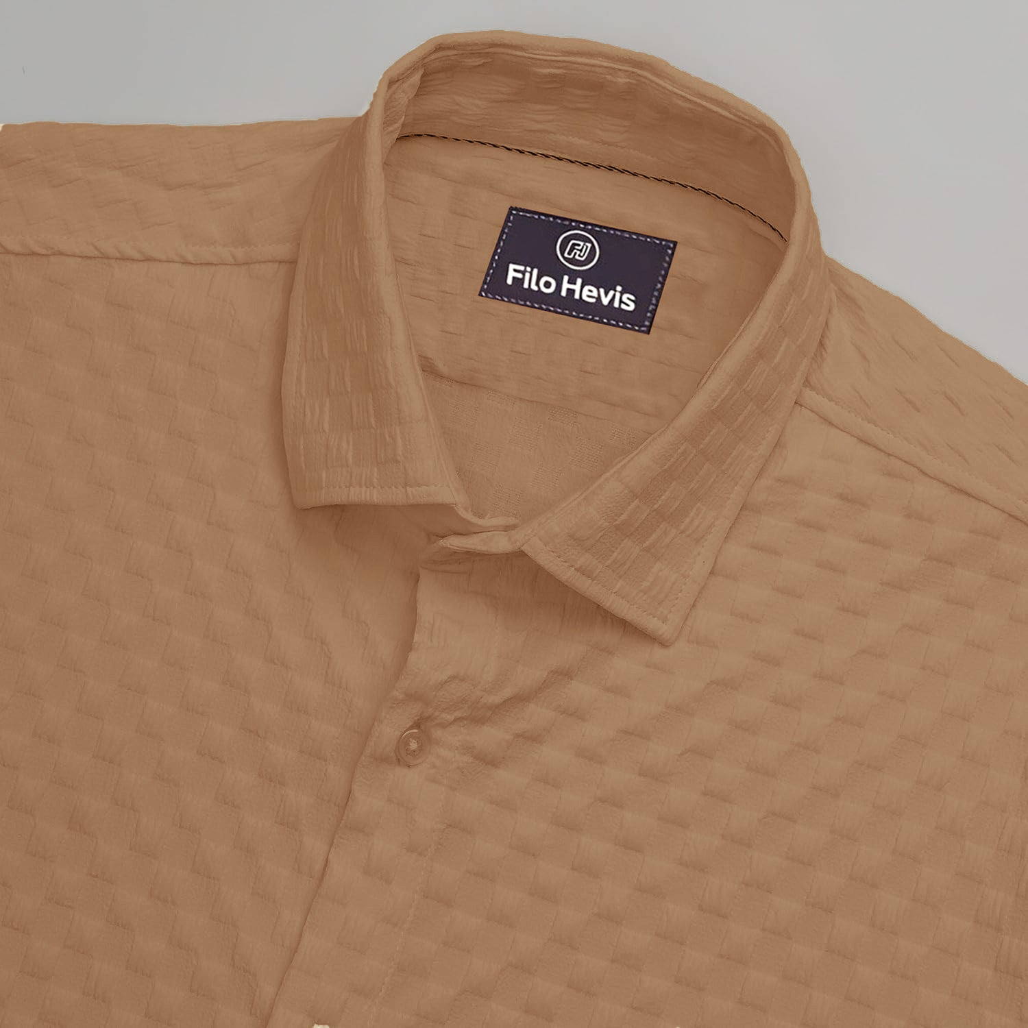 Brown Popcorn Fabric Shirt for Men