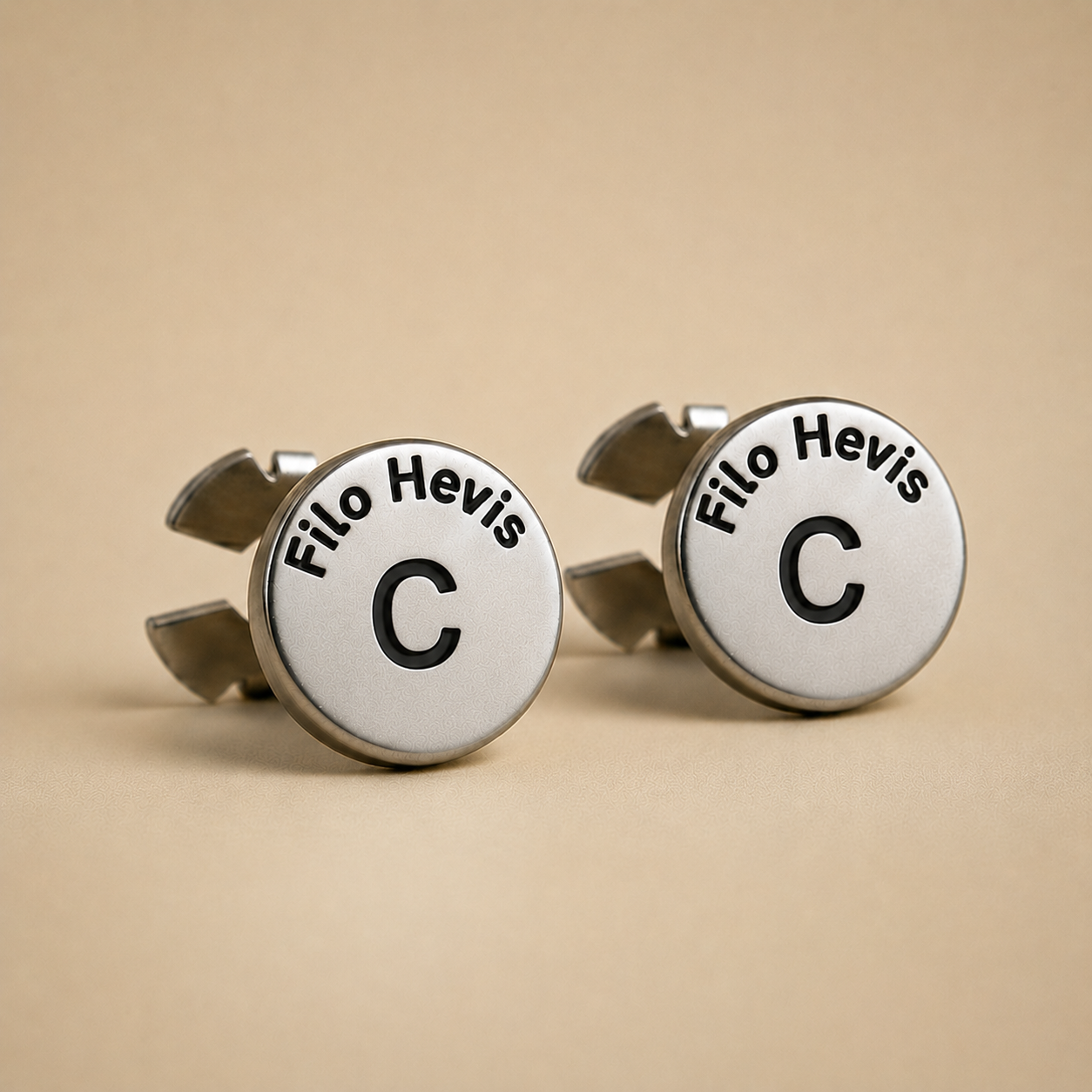 Filohevis Personalised Silver Initial Cufflinks – C | Engraved Letter Unisex Metal Cufflinks | Formal Shirt Accessory (1 Pair)