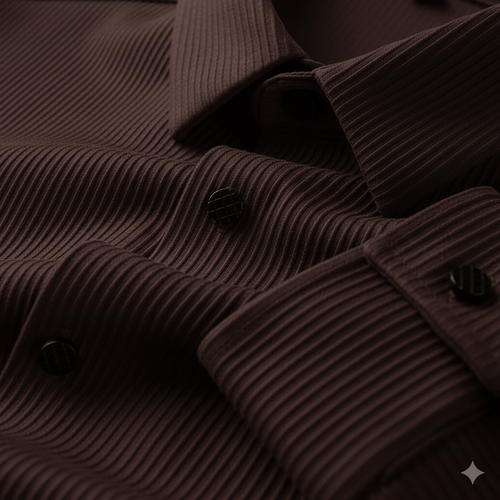 Corduroy Casual Shirts for Men Blended Fabric - Coffee