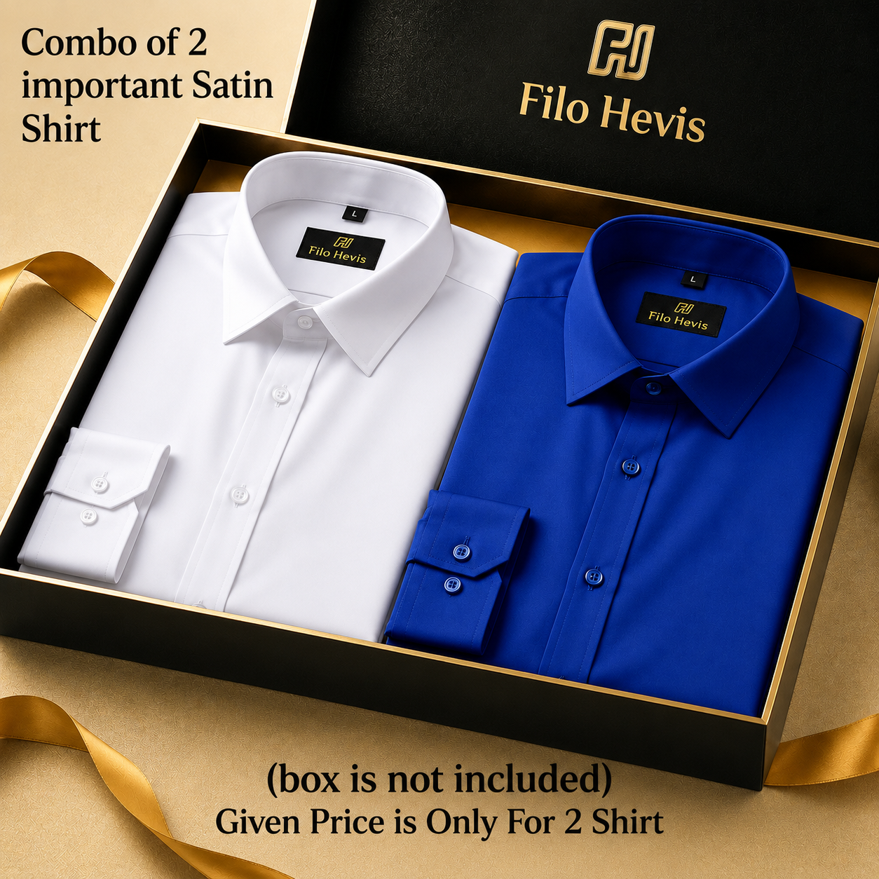 Combo of 2 Men's Imported Satin formal Shirt White & Royal Blue
