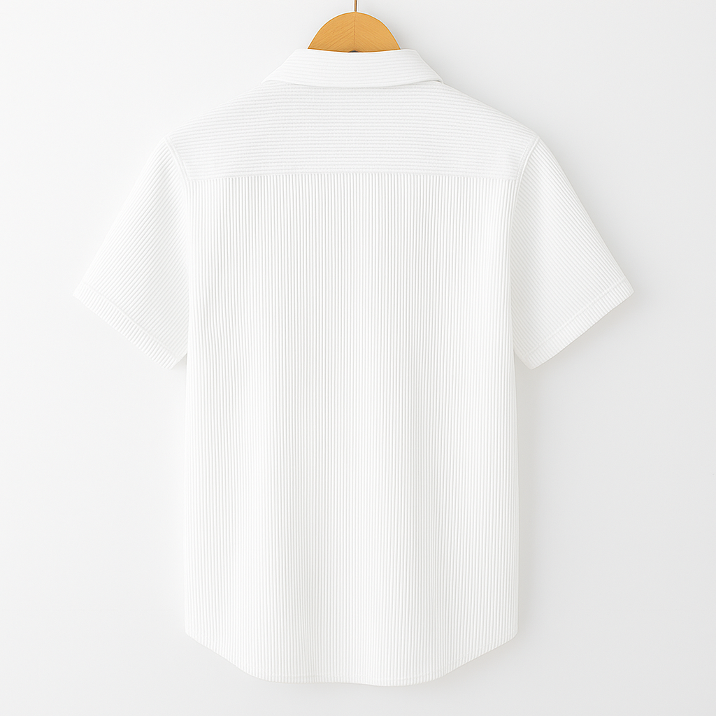 Corduroy Blend Half Sleeve Smart Casual Comfort Shirt For Men-White