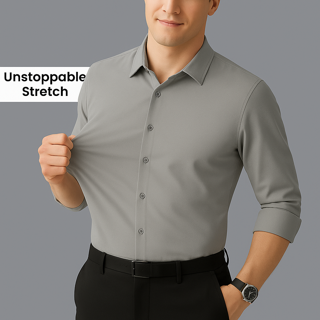 Men Mustang Lycra Soft Stretchable Shirt- Dark Grey
