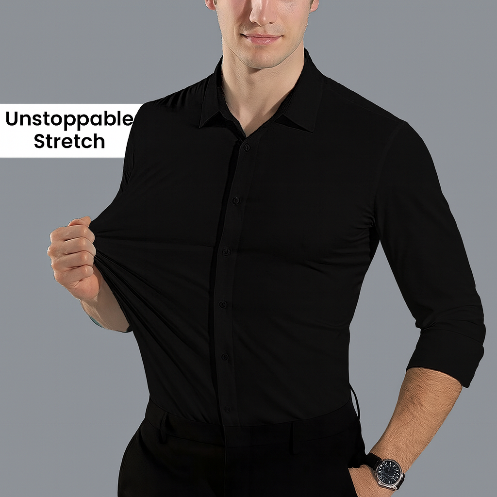 Men Mustang Lycra Soft Stretchable Shirt- Black
