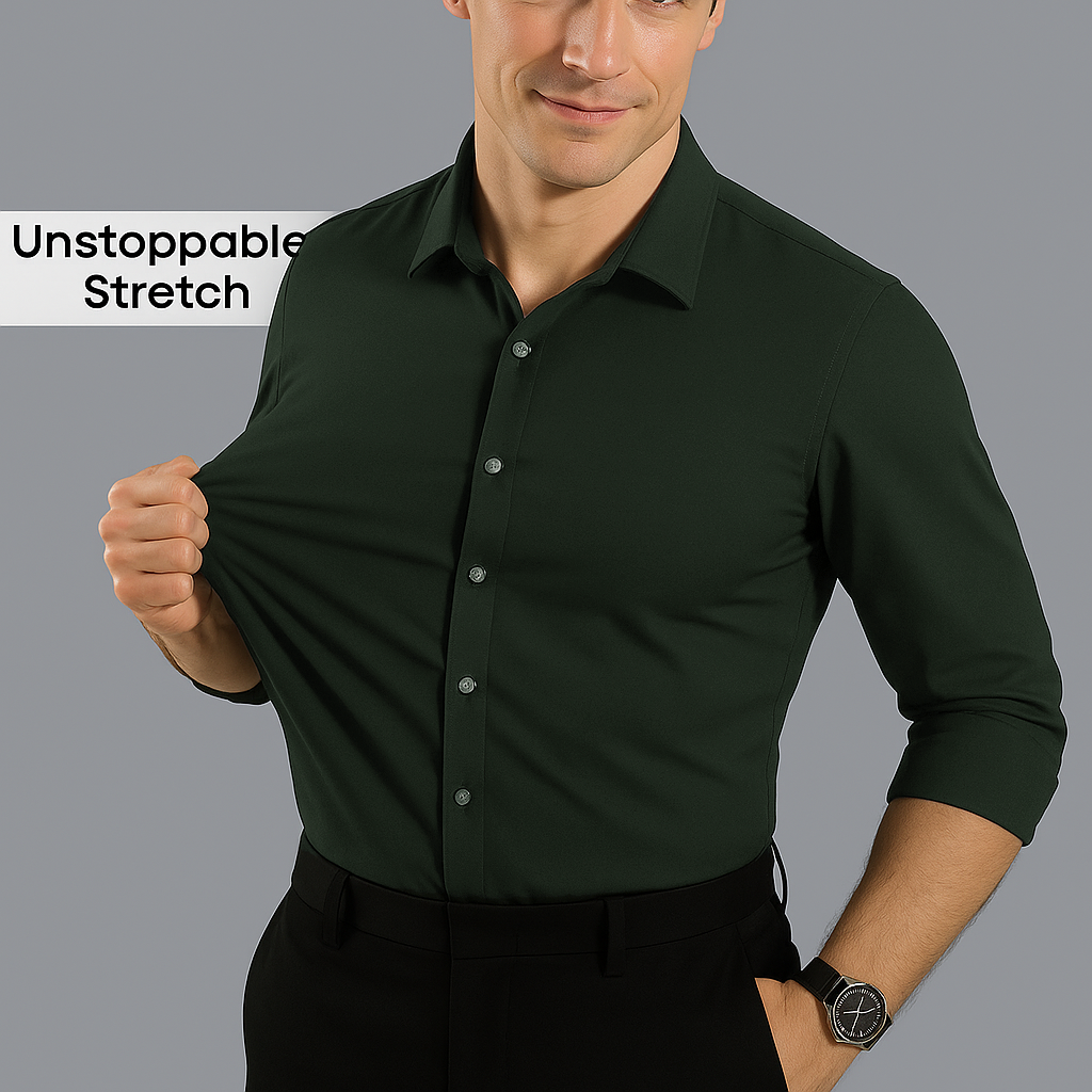 Men Mustang Lycra Soft Stretchable Shirt- Dark Green