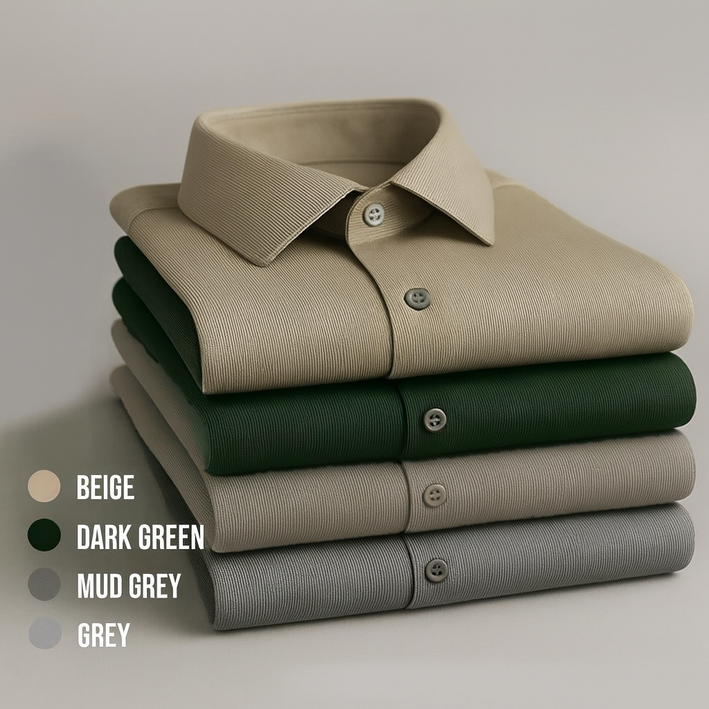 HYCROSS SELF-STRUCTURED FORMAL LYCRA SHIRT- MUD GREY