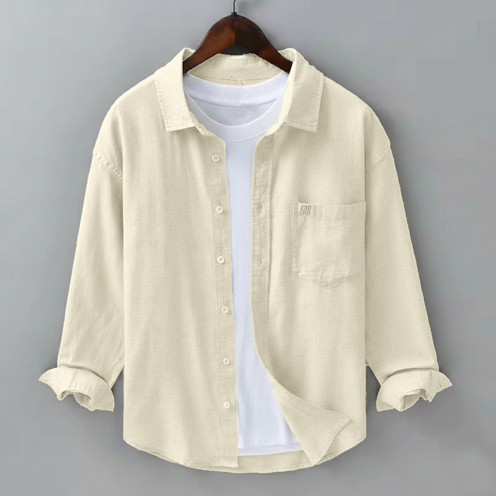 FINE LINEN SHIRTS FOR MEN (Full Sleeves)-Cream