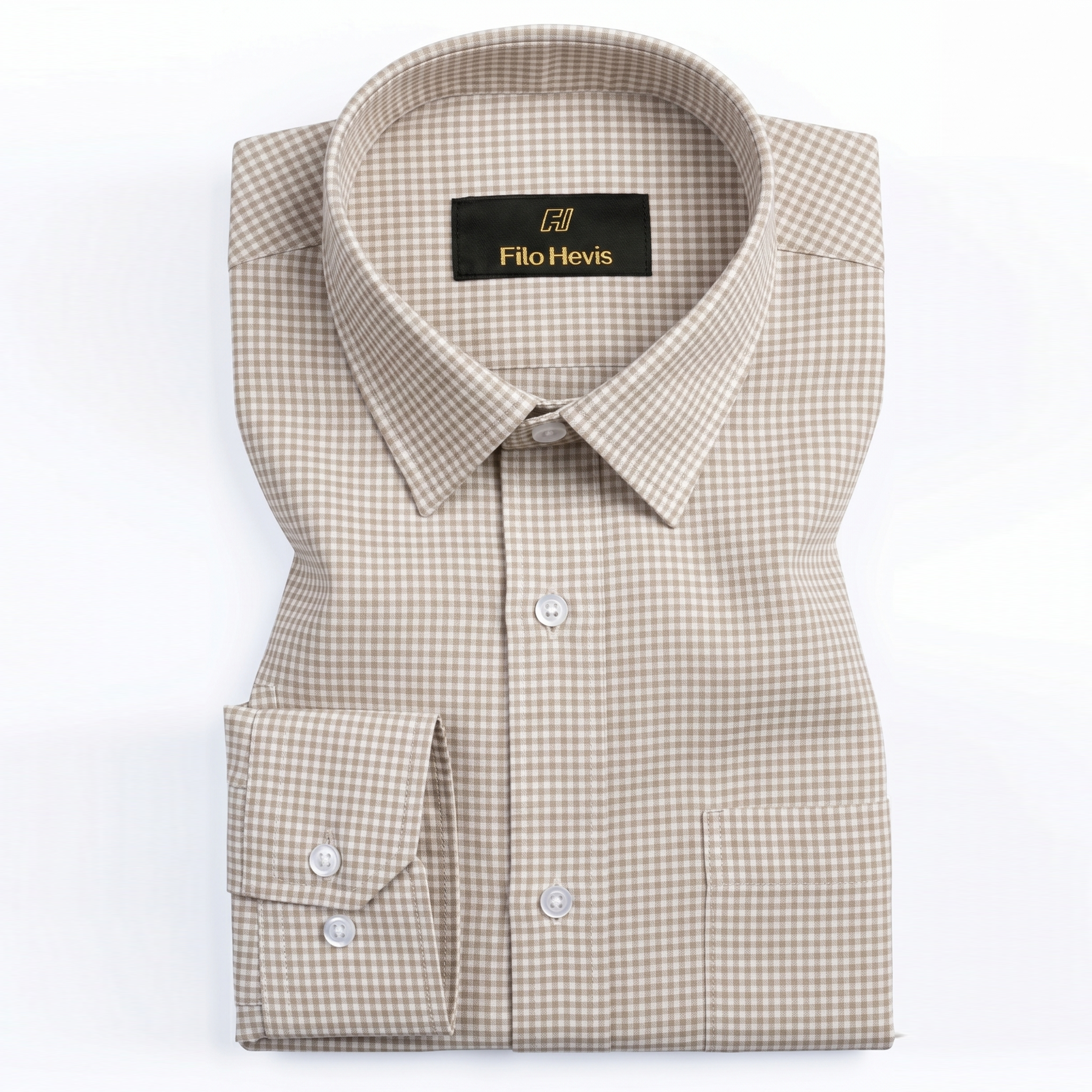 Men's Cotton Check Shirt-Cream, Regular Fit, All-Day Comfort
