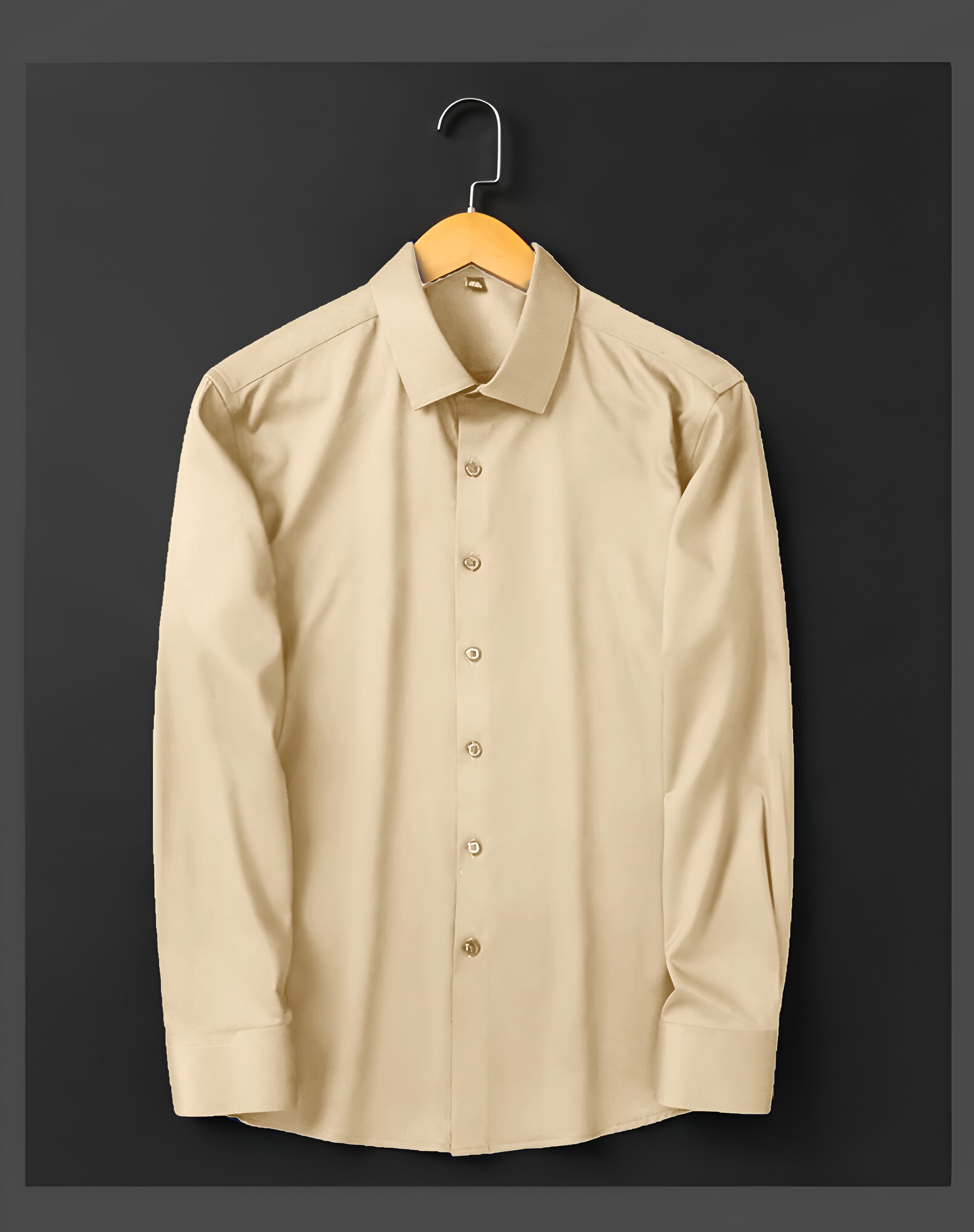 Men's Formal Regular Fit Cotton Full Sleeve Shirt - Beige