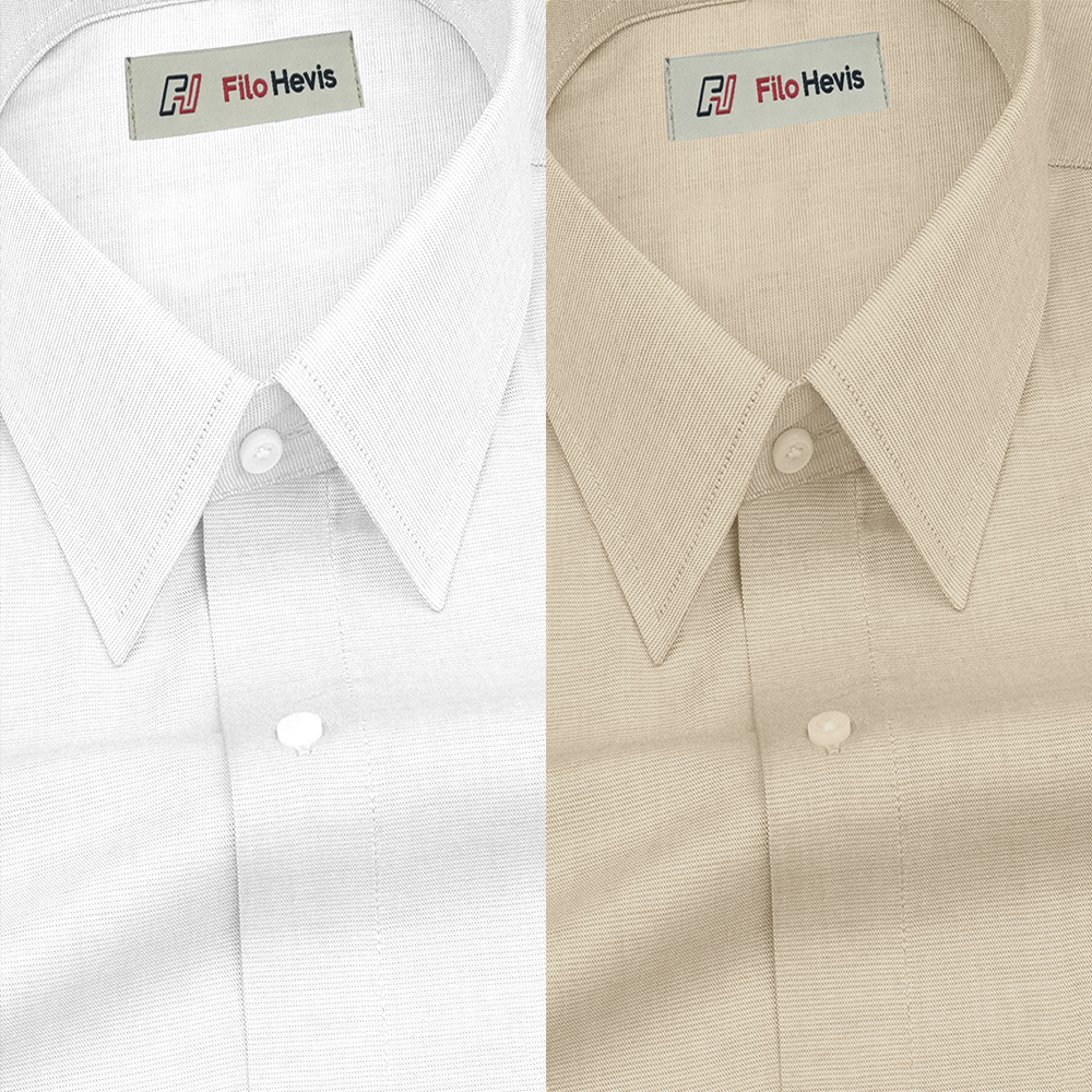 Combo of 2 Filafil Fabric Regular Fit Formal Shirts – White & Cream (Single Pocket)
