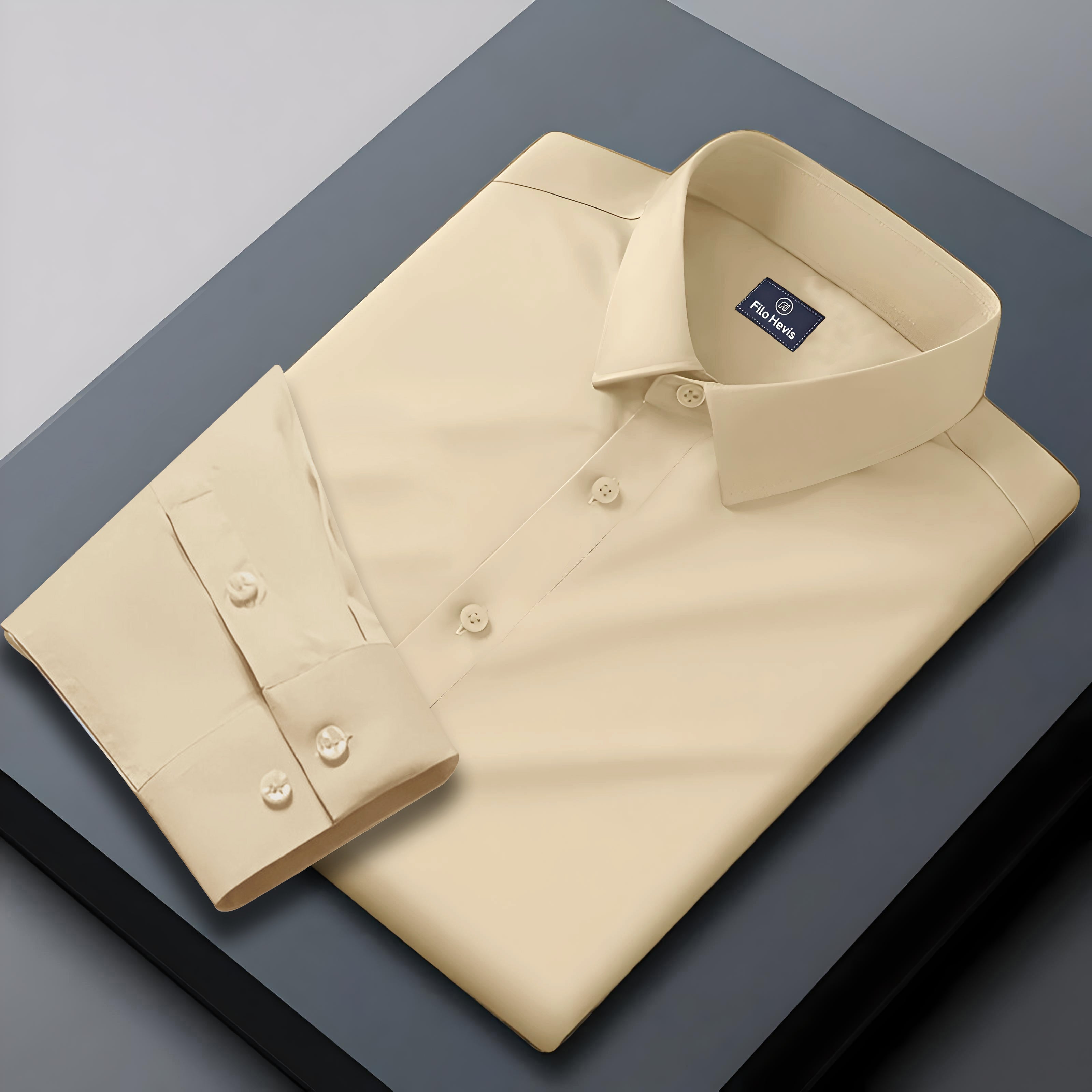 Men's Formal Regular Fit Cotton Full Sleeve Shirt - Beige