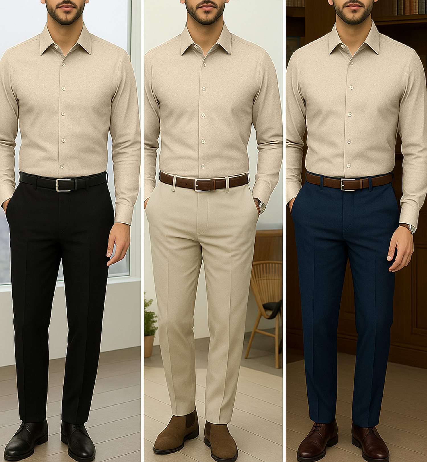 Filafil Fabric Regular Fit Single Pocket Formal Shirt Full Sleeve -Cream