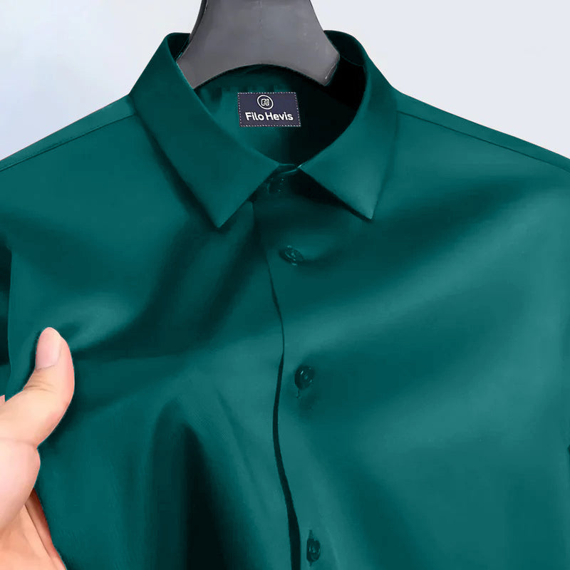 Men's Satin Lycra formal  Full Sleeve shirt Cyan