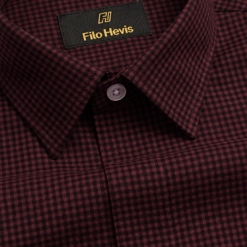 Cotton Check Shirt for Men |Slim fit | Dark-Maroon