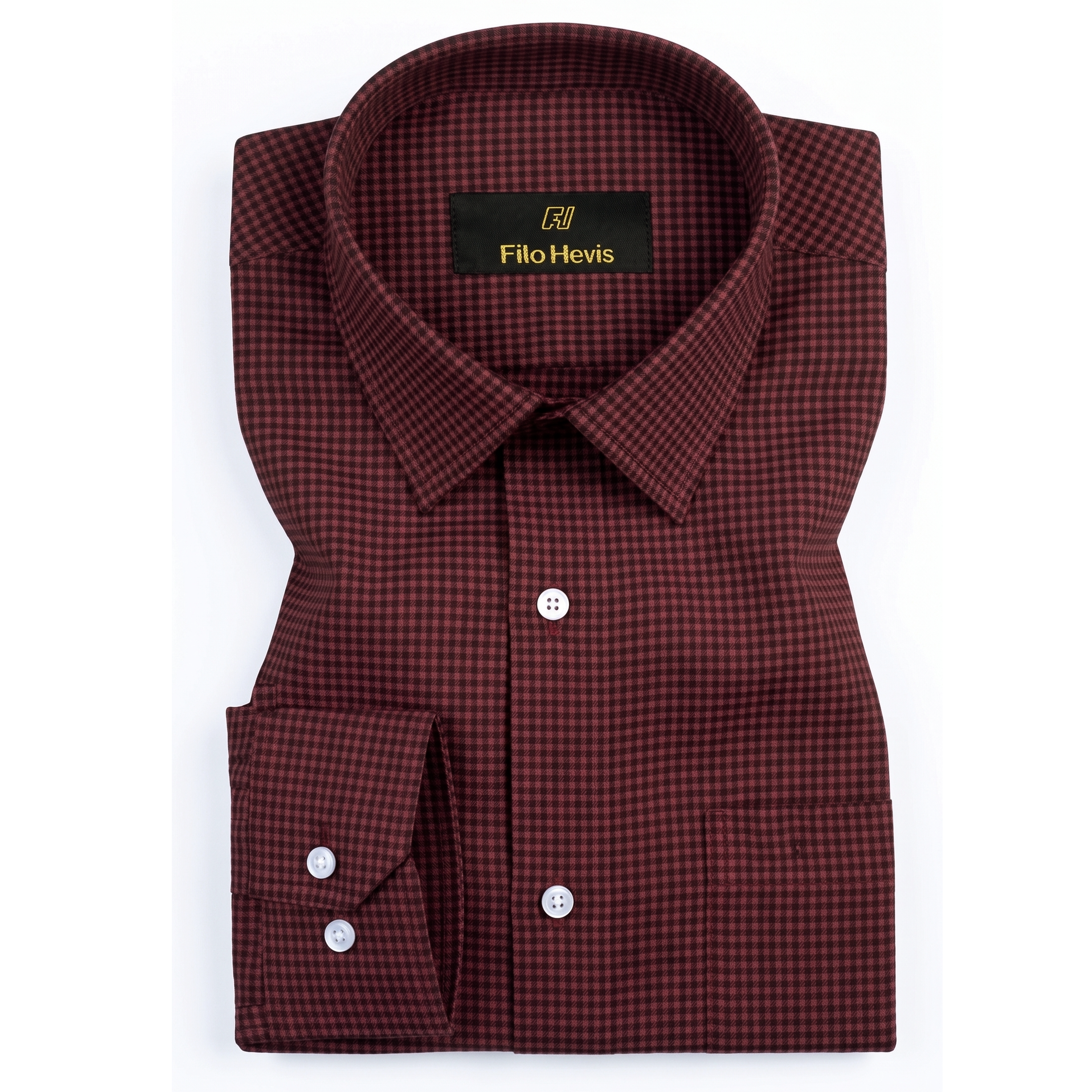Men's Cotton Check Shirt-Dark-Maroon, Regular Fit, All-Day Comfort