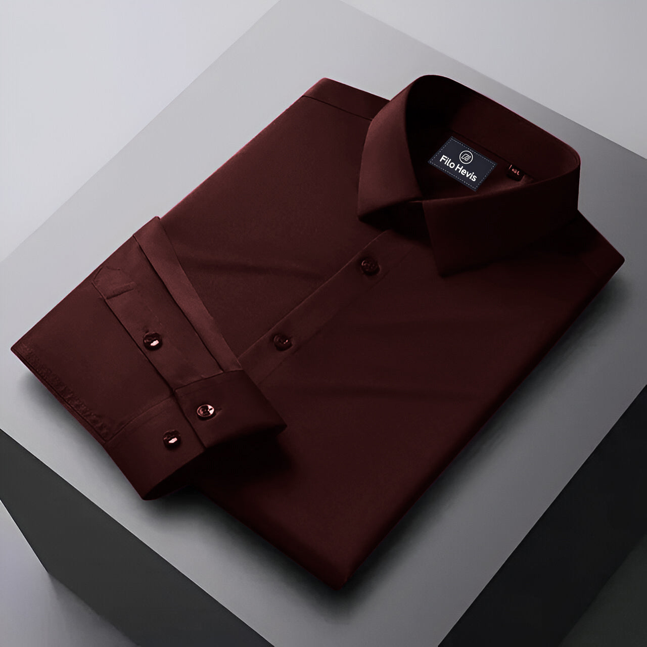 Men's Formal Regular Fit Full Sleeve Shirt - Dark Maroon