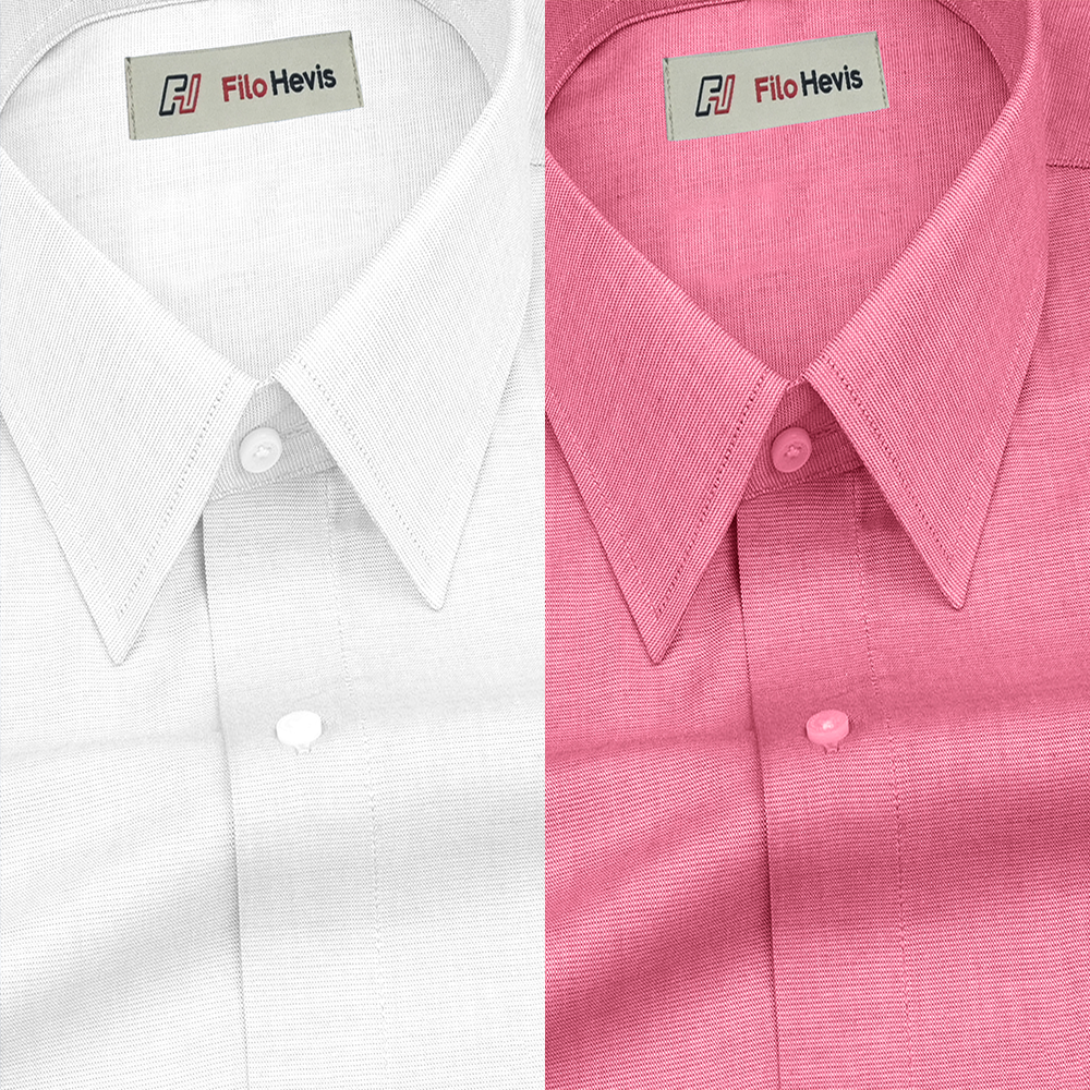 Combo of 2 Filafil Fabric Regular Fit Formal Shirts – White & Pink (Single Pocket)