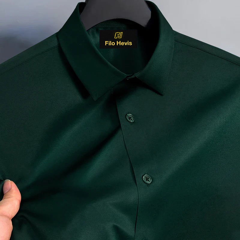 Men's Satin Lycra formal  Full Sleeve Shirt Dark Green/Phthalo Green