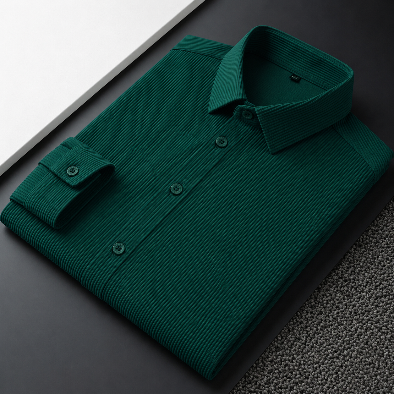 Corduroy Inspired Self-Cord Casual Shirts for Men Blended Fabric - Green
