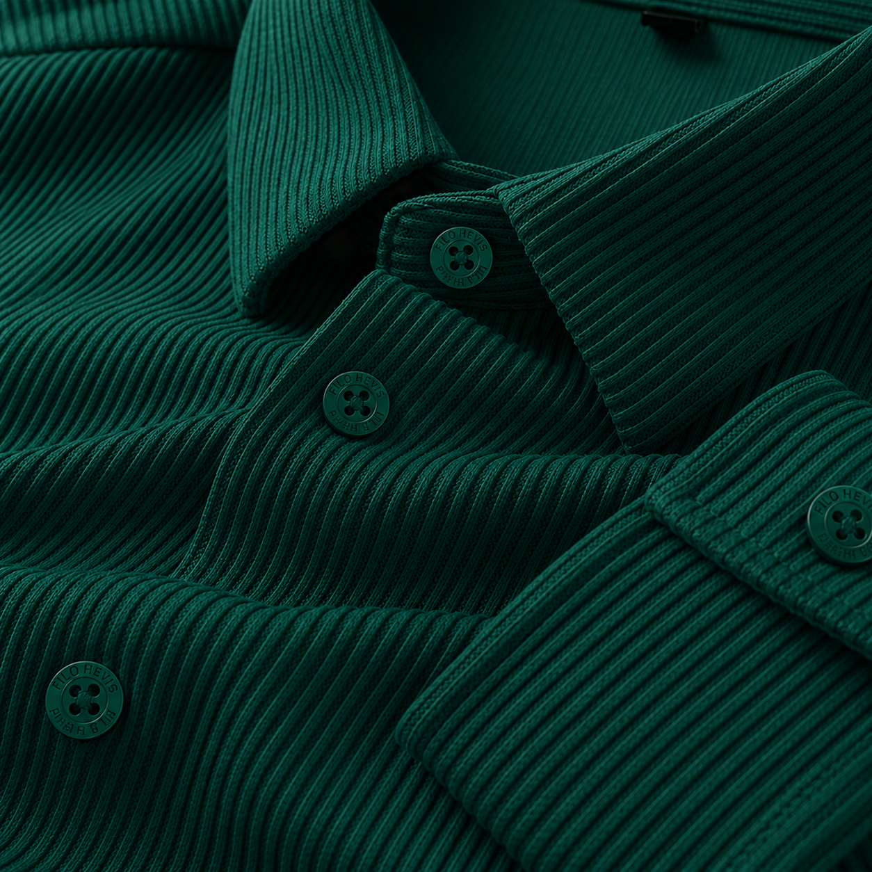 Corduroy Inspired Self-Cord Casual Shirts for Men Blended Fabric - Green