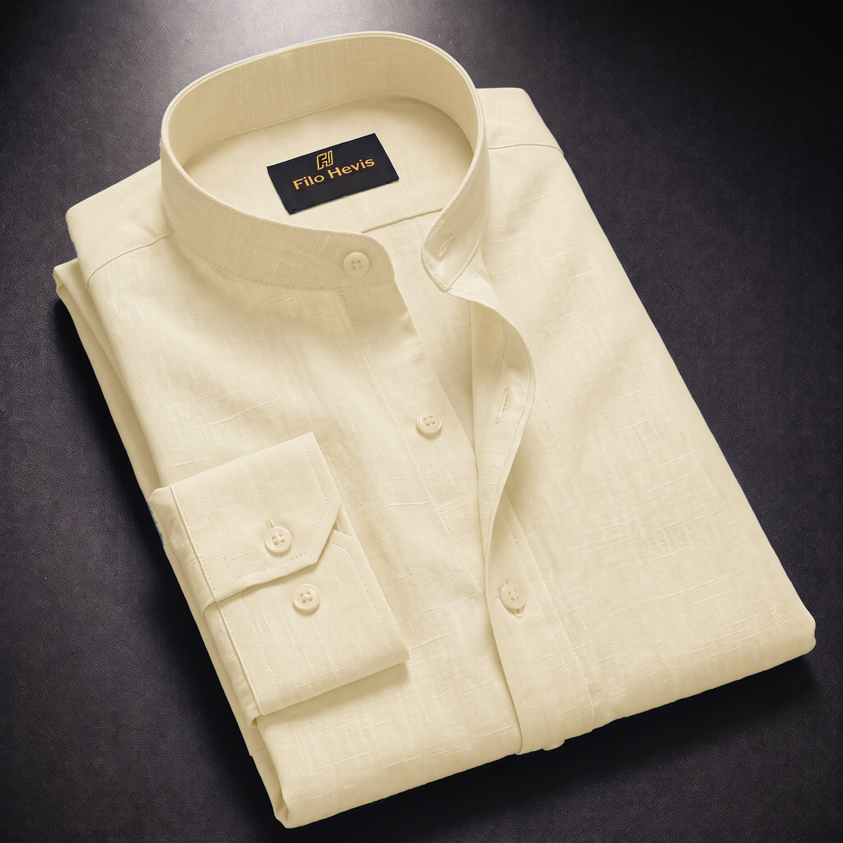 MEN’S CHINESE COLLAR SHIRT | FULL SLEEVE COTTON LINEN T-NECK SHIRT | BEIGE COLOR