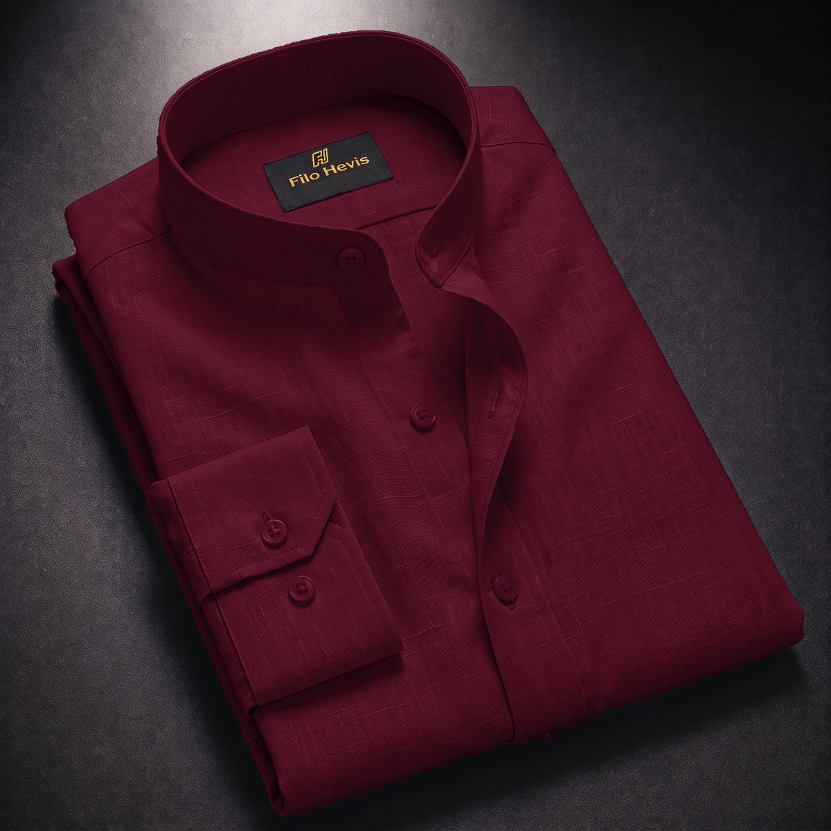 MEN’S CHINESE COLLAR SHIRT | FULL SLEEVE COTTON LINEN T-NECK SHIRT | DARK MAROON COLOR