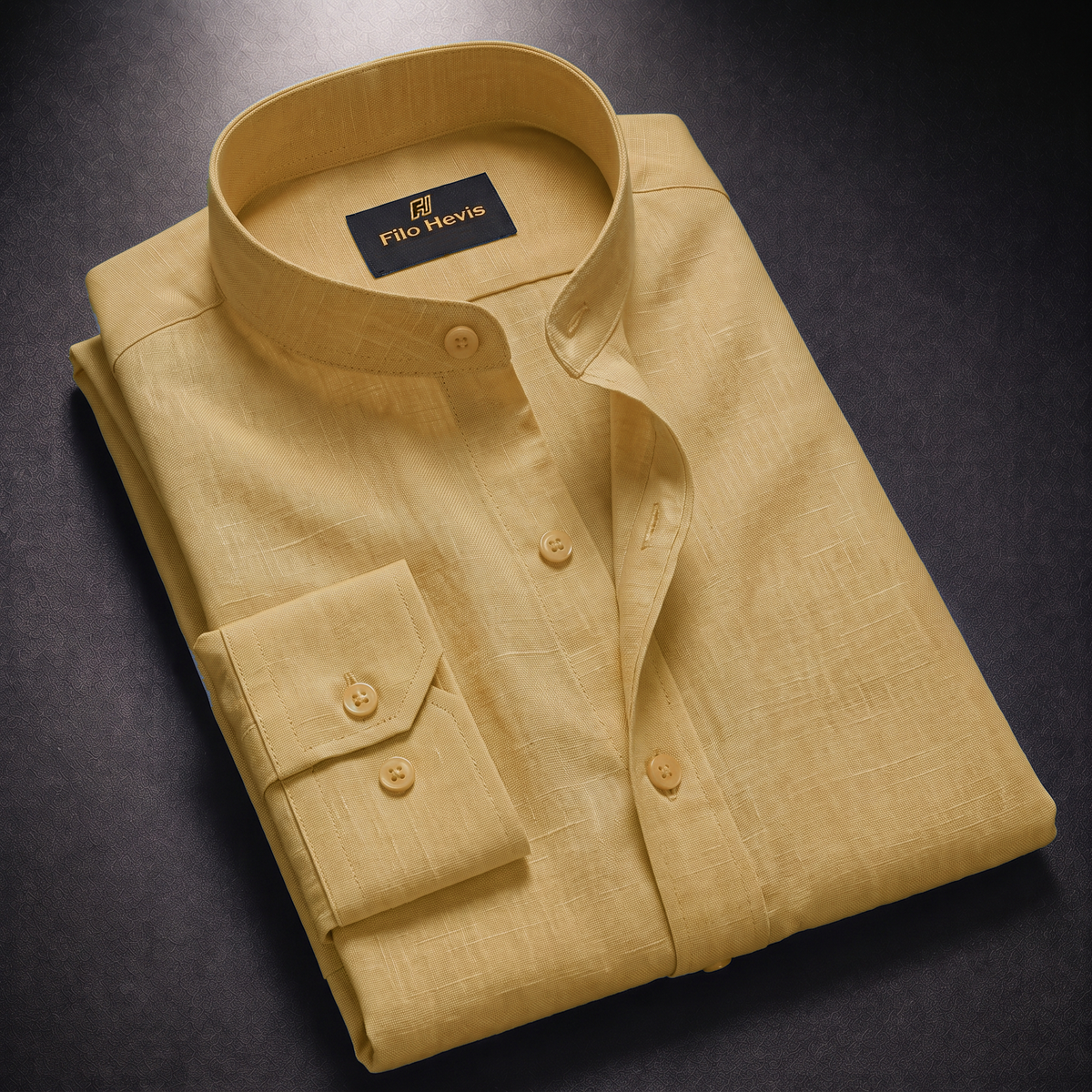 MEN’S CHINESE COLLAR SHIRT | FULL SLEEVE COTTON LINEN T-NECK SHIRT | Light Brown COLOR