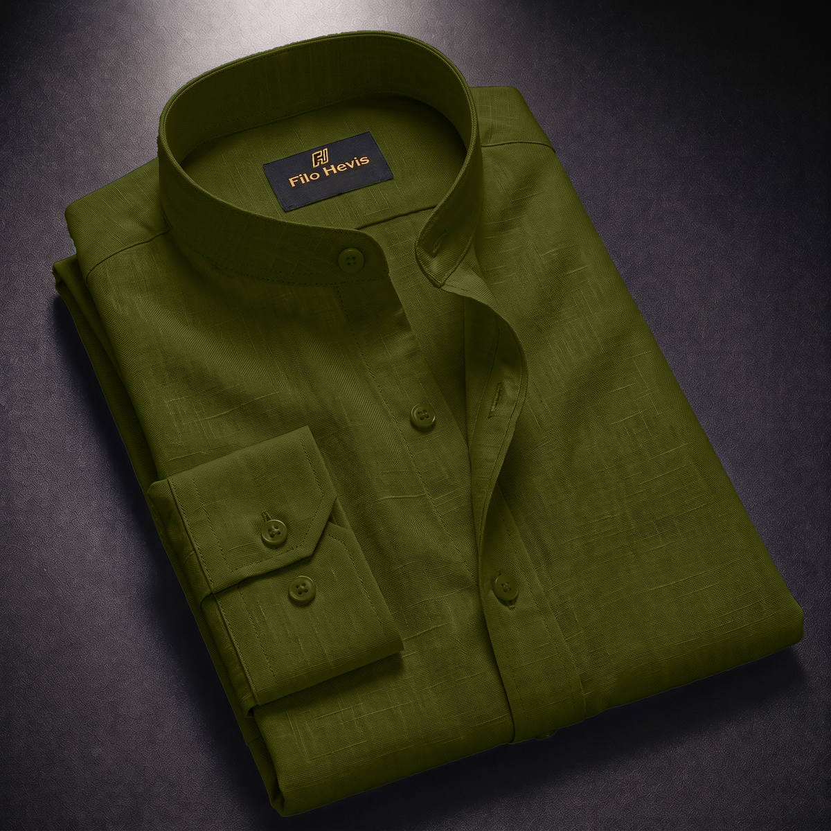 MEN’S CHINESE COLLAR SHIRT | FULL SLEEVE COTTON LINEN T-NECK SHIRT | MEHANDI GREEN COLOR