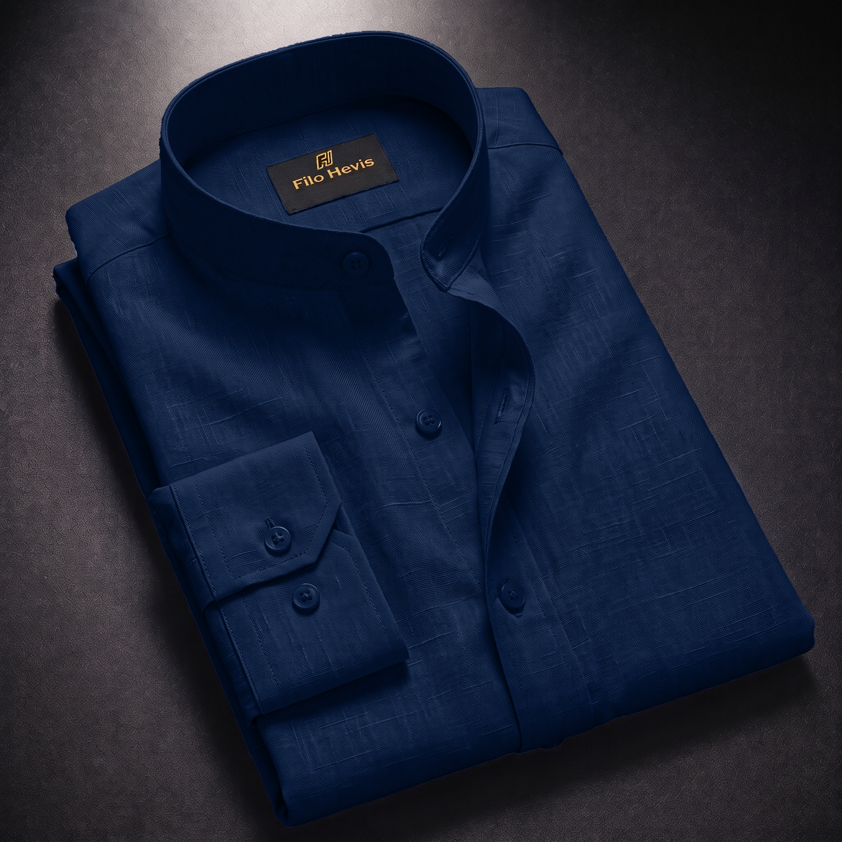 MEN’S CHINESE COLLAR SHIRT | FULL SLEEVE COTTON LINEN T-NECK SHIRT | NAVY BLUE COLOR