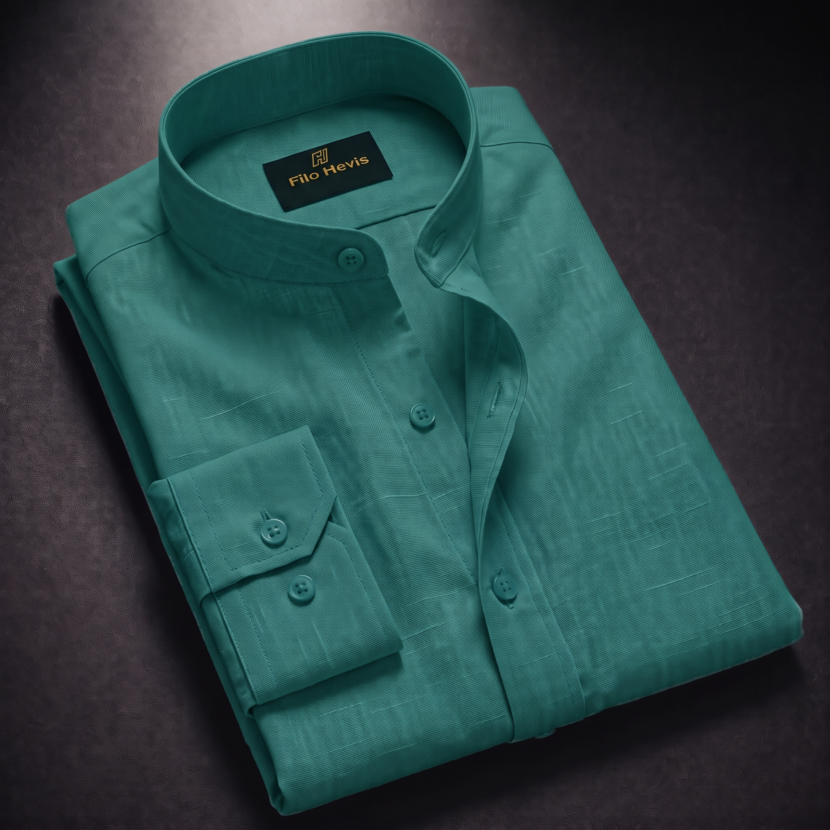 MEN’S CHINESE COLLAR SHIRT | FULL SLEEVE COTTON LINEN T-NECK SHIRT | Turquoise green COLOR