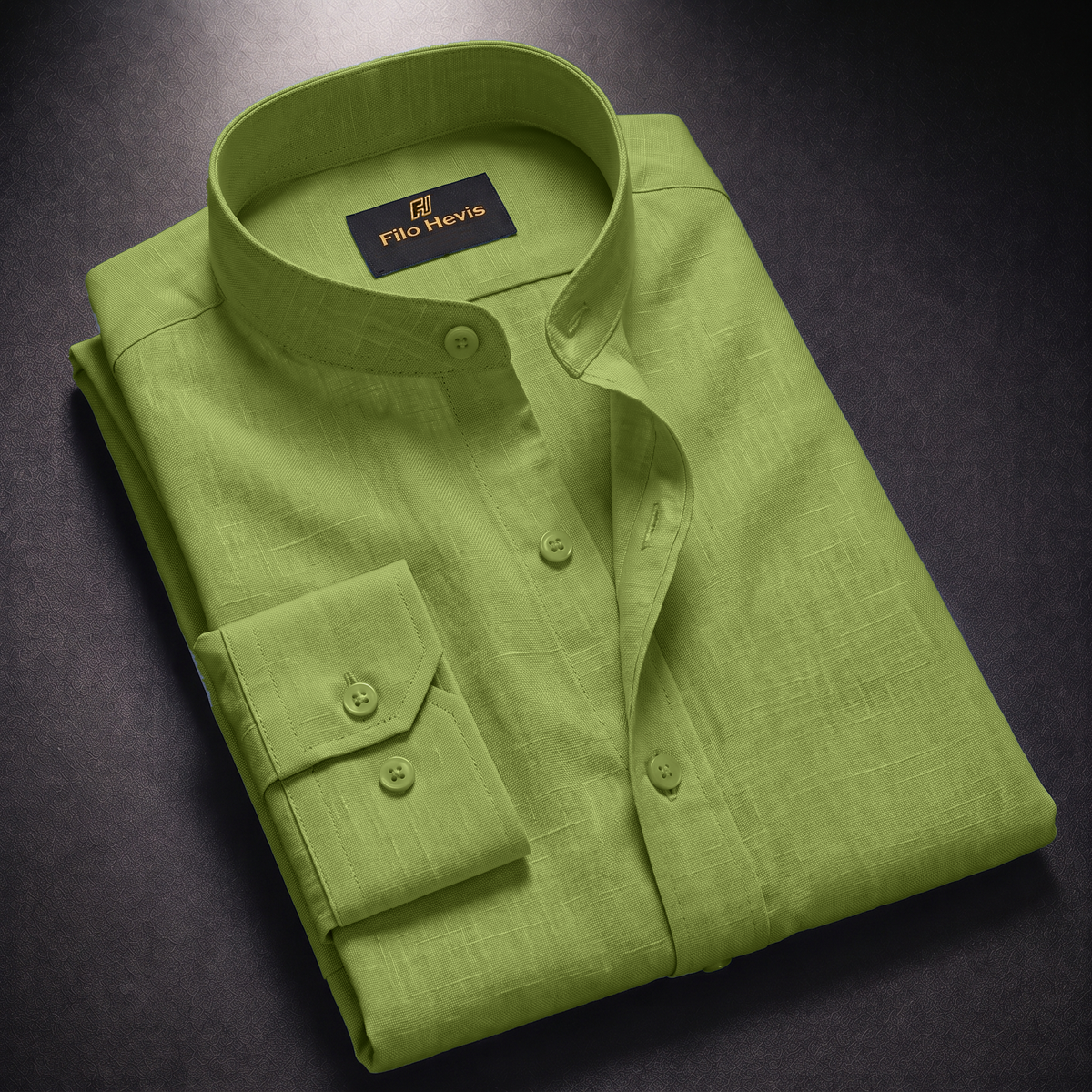 MEN’S CHINESE COLLAR SHIRT | FULL SLEEVE COTTON LINEN T-NECK SHIRT | GREEN COLOR