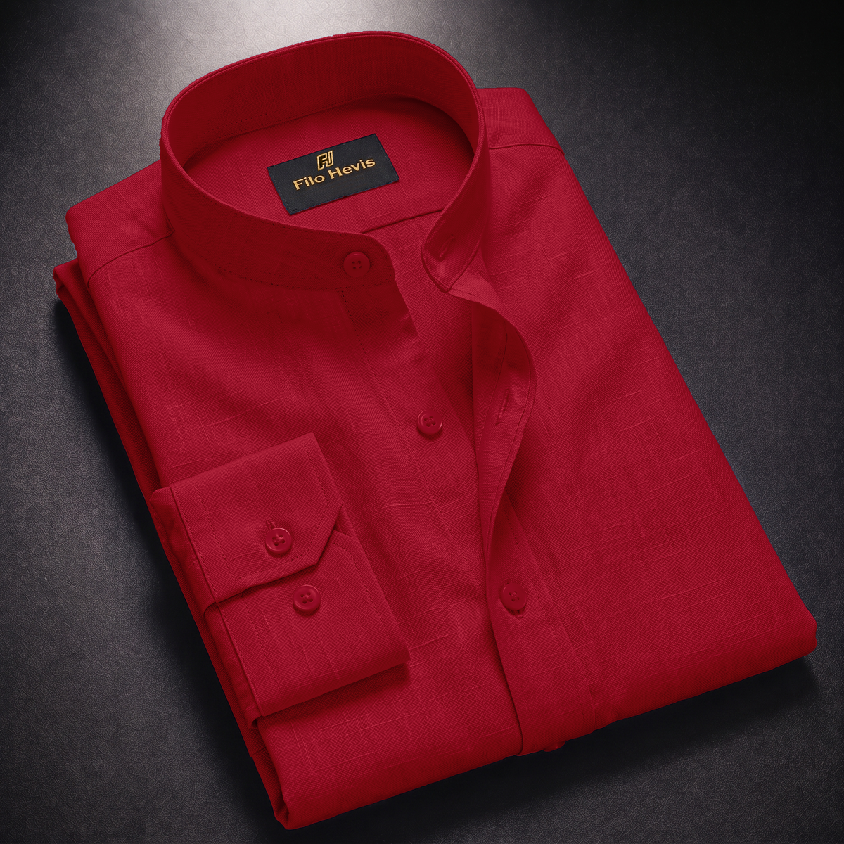 MEN’S CHINESE COLLAR SHIRT | FULL SLEEVE COTTON LINEN T-NECK SHIRT | RED COLOR