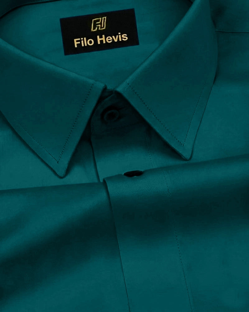 Platinum Cotton Satin Formal Shirt for Men - with Pocket | Dark Green