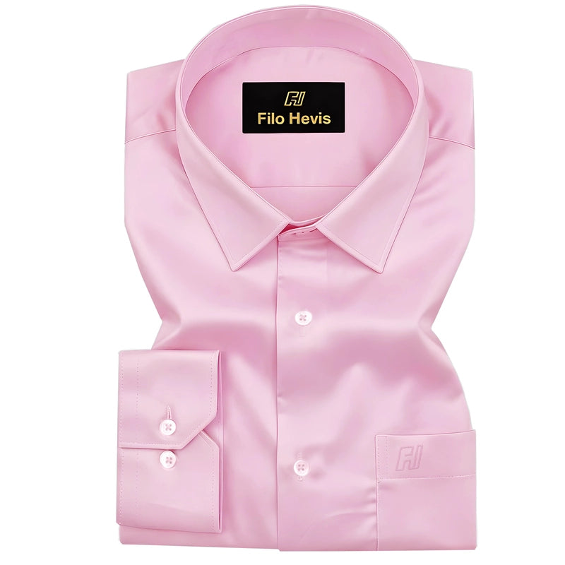 Platinum Cotton Satin Formal Shirt for Men - with Pocket | Pink My Store