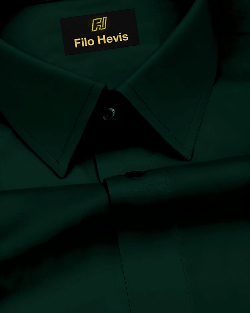 Platinum Cotton Satin Formal Shirt for Men - with Pocket | Teal Green My Store