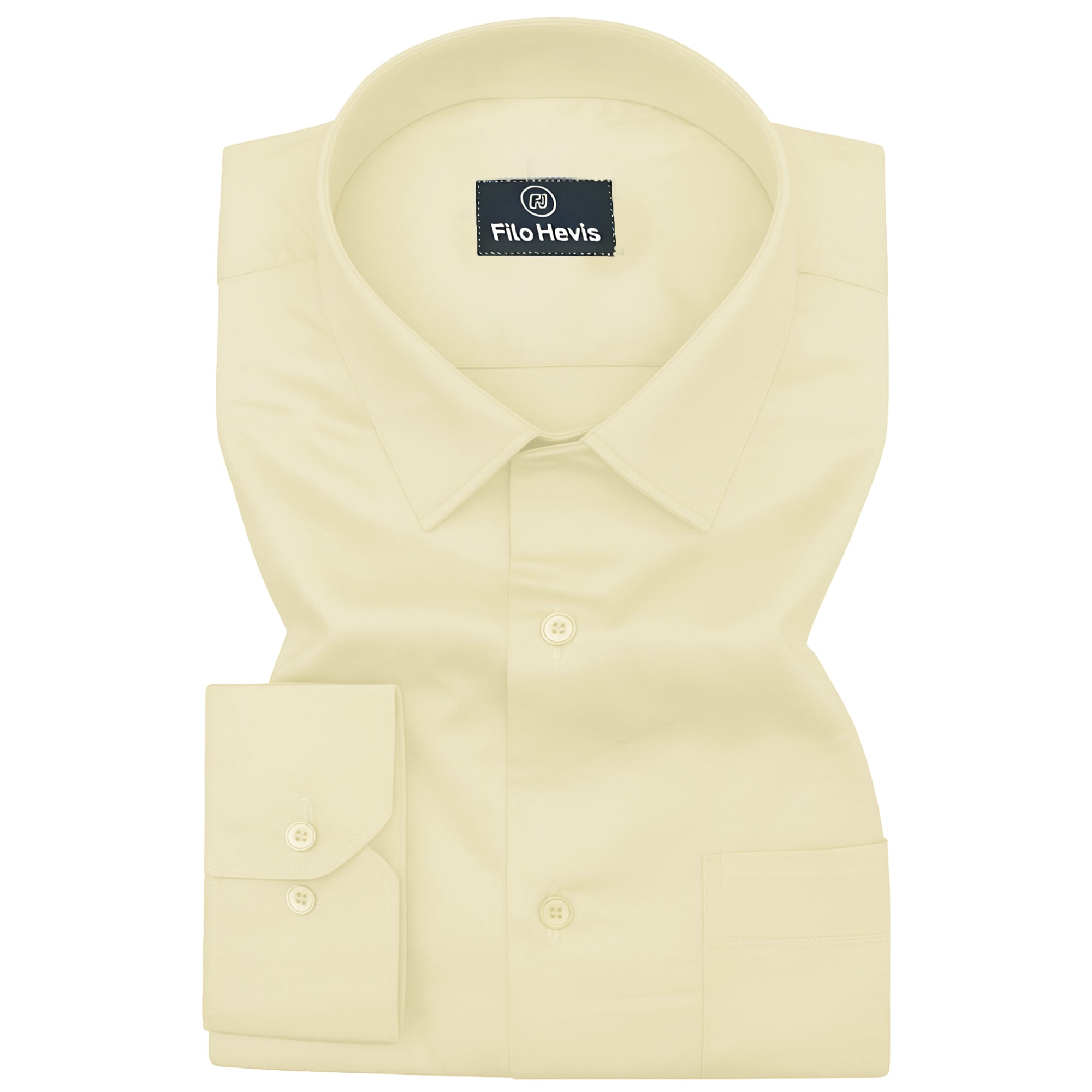 PLATINUM COTTON SATIN FORMAL SHIRT FOR MEN (Single Pocket)-Cream