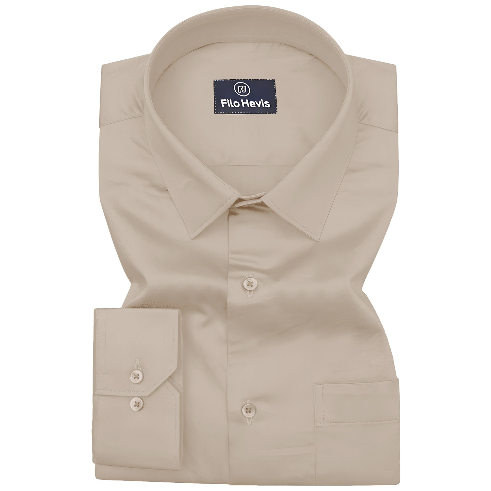 PLATINUM COTTON SATIN FORMAL SHIRT FOR MEN (Single Pocket)-Beige