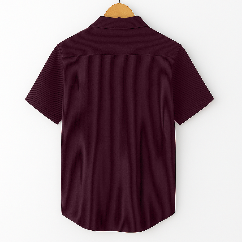 SELF-CORD CASUAL SHIRTS FOR MEN BLENDED FABRIC | Half Sleeves | Wine